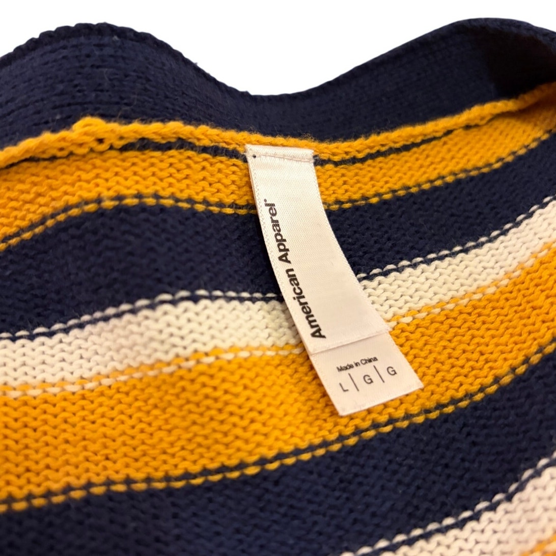 American Apparel V Neck Yellow and Navy Striped Cardigan